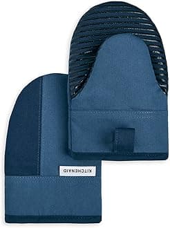 Kitchen Aid Beacon Mini Oven Mitt Set, 5.5"x8", Navy/Ink Blue