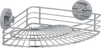 Fixing Without Drilling Bari Vacuum-Loc, Corner Caddy, Organizer, adhesive Shower Shelf, Shampoo holder, rustproof, chrome steel, 12.4 x 3.3 x 8.7 inch