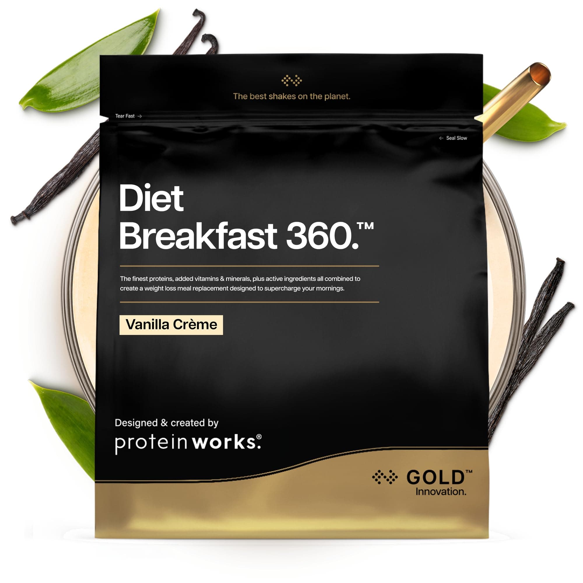 Protein Works | Diet Breakfast 360 - GOLD Innovation, On-the-Go Healthy Weight Loss Meal Replacement Shake, Added Caffeine, Low Sugar, Vanilla Crème, 18 Servings, 1kg