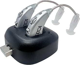 Digital Hearing Amplifiers - Pair of Rechargeable BTE Personal Sound Amplifier with USB Dock - Premium Behind The Ear Sound Amplification - by MEDca