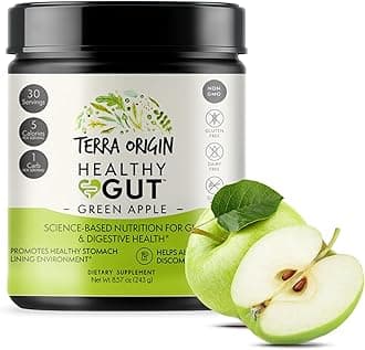 Healthy Gut Green Apple | 30-Servings with L-Glutamine, Zinc, Glucosamine, Slippery Elm Bark, Marshmallow Root and More!