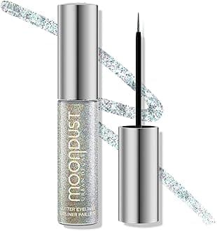 Moondust Liquid Glitter Eyeliner (Disco Daydream - Silver Holographic Glitter), Sparkly Eye Liner, Glitter Eyeshadow Topper, Universal Shimmering Shades, No Fallout - 0.25 fl oz