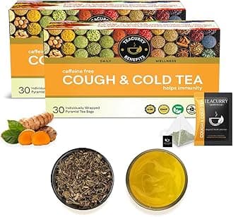 TEACURRY Tea For Cold And Cough-60 Pyramid Tea Bag Helps Runny Nose, Sneezing, Cough, Cold And Sore Throat|Relieves Fever, Dizziness, And Sneezing 100% Natural Herbal Cough Ginger Tea, 100 Grams