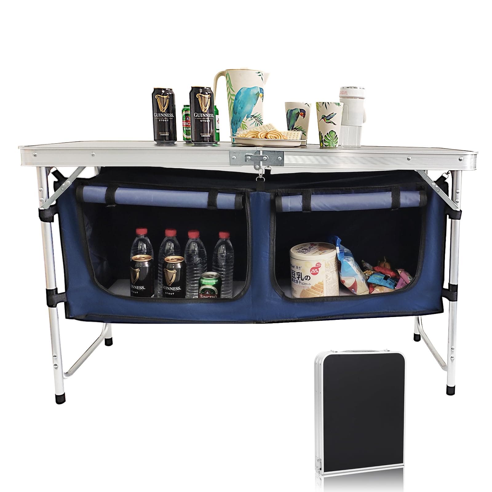 Camp Field Camping Folding Aluminum Table with Adjustable Legs for Outdoor Travel Beach, Backyards, BBQ, Party and Picnic Foldable Table