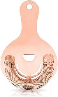 Viski Hawthorne Cocktail Strainer, Stainless Steel Bar Strainer with Copper Finish for Standard and Large Mixing Glasses, Boston Shakers and Shaker Tins, Home Bar Essentials, Bartender Tool, Set of 1