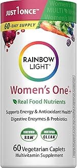 Womens Multivitamin One + | 60 Caplets | Supports Energy & Antioxidant Health | Real Food Nutrients, Digestive Enzymes & Probiotics
