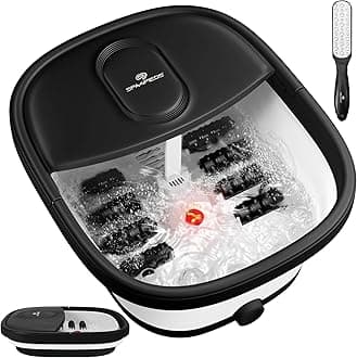 2025 Collapsible Foot Spa Bath with Massage Roller and Jets, Red Light, Pedicure Tool, Feet Soaking Tub for Stress Relief & Soft Feet, Gift for Mom and Dad