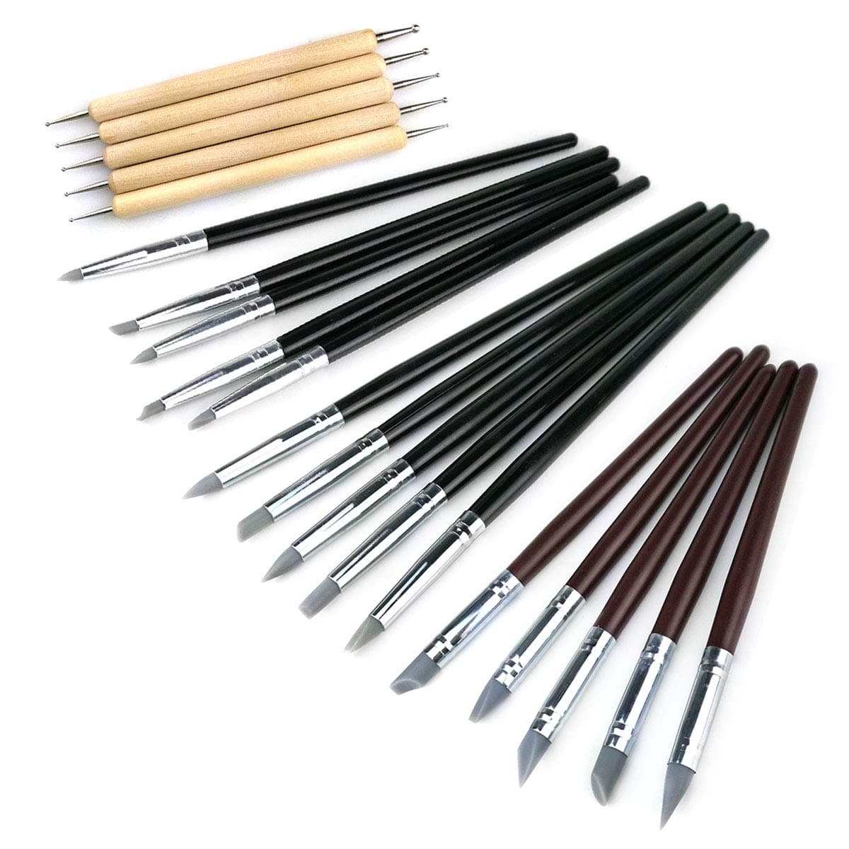 20Pcs Silicone Clay Sculpting Tool Clay Shaping Modeling Wipe Out Tools, Modeling Dotting Tool Pottery Sculpture Carving Tools