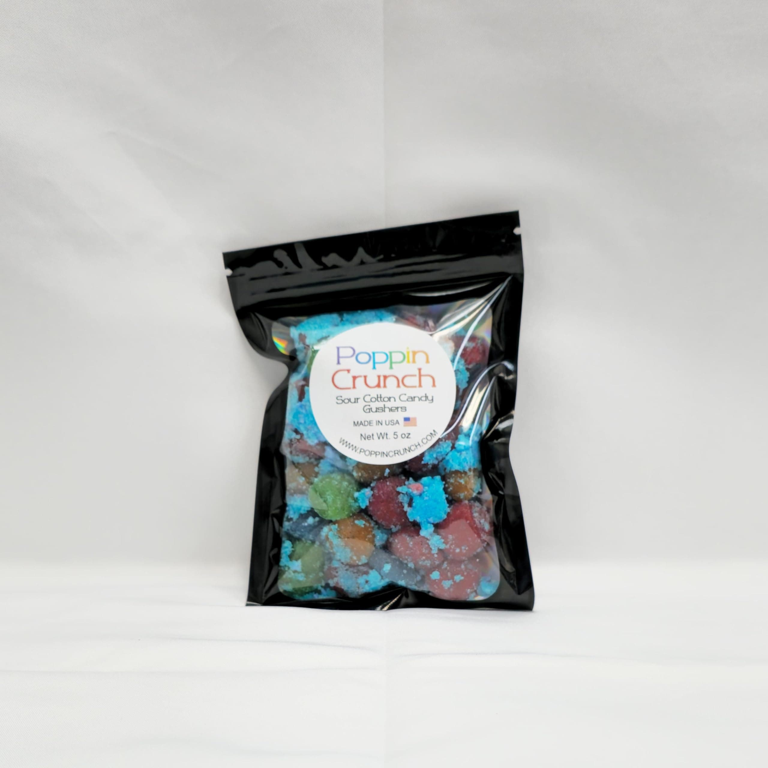 Poppin Crunch Cotton Candy Gushers Candy Snacks, 1-2 LBS, Choice of Sweet or Sour Bonbon Gummy Candies (5 Ounces, Sour)