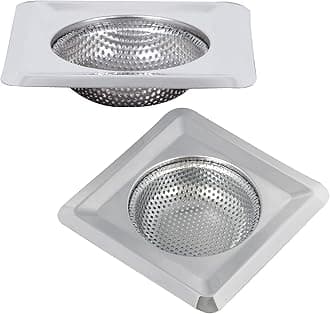 Urbane Home Sink Strainer | Kitchen Sink Strainer | Sink Drain Strainer | Drain Catcher for Bathroom | Mesh Drain Deep Filter for Kitchen | Sink Square Moti Jali | 115 mm | Pack of 2 | Silver