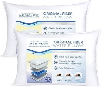Mediflow Fiber Water Pillow, Polyester, White, 2 Count (Pack of 1)