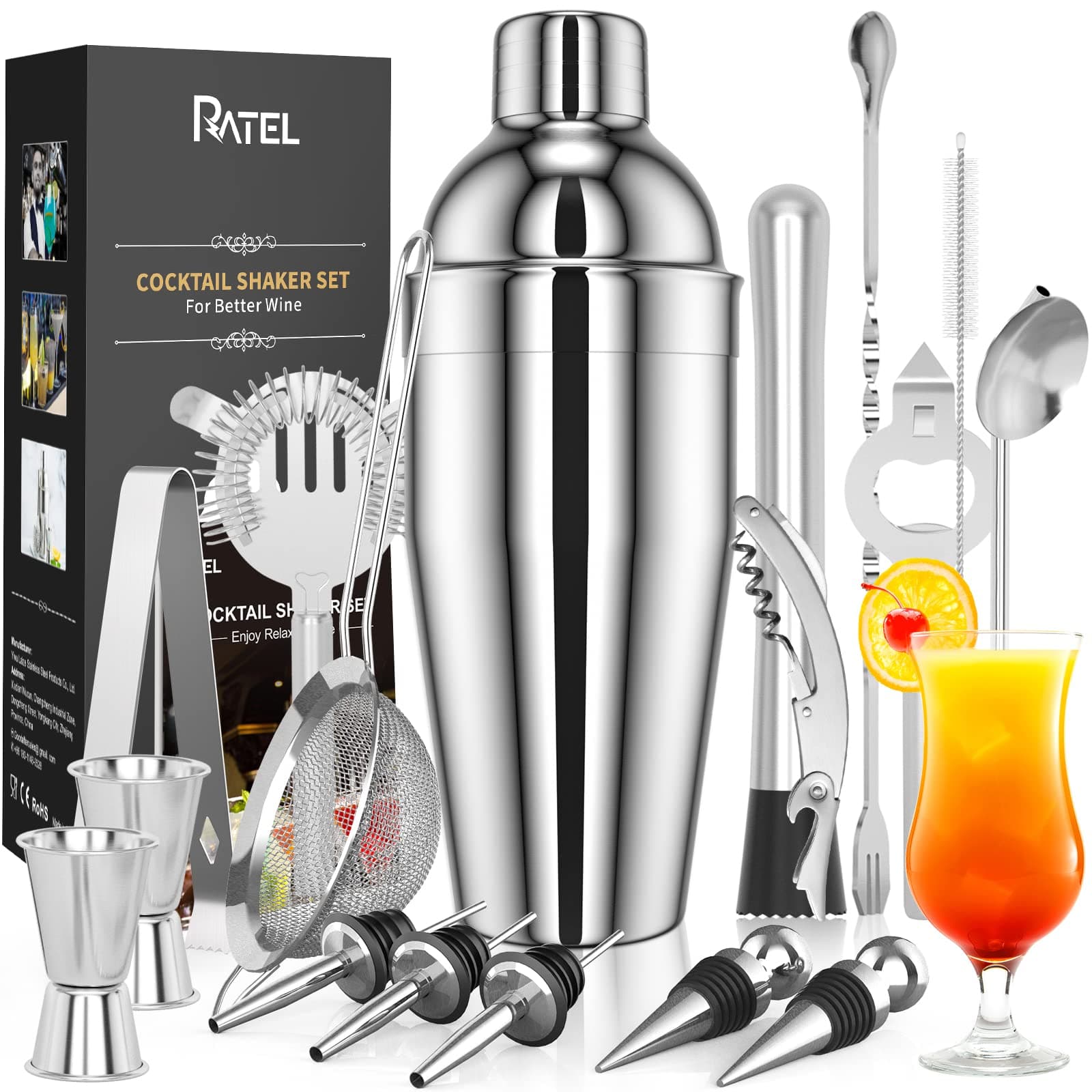 17 Pieces Cocktail Shaker Set