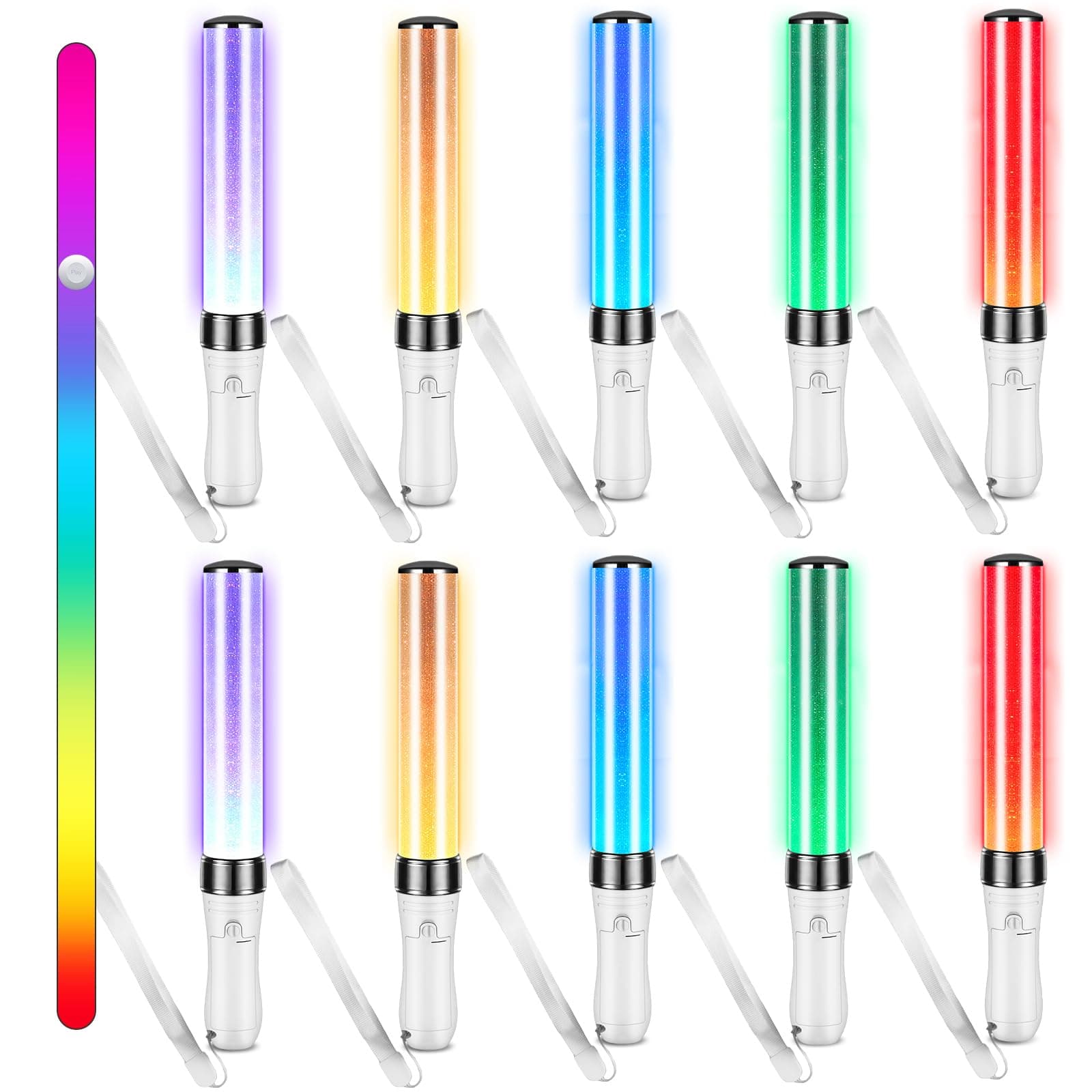 Lewtemi 3 Pcs K-pop Lightstick LED Glow Sticks 15 Color Reusable Concert Stick, Manual and Automatic Mode, Idol Flashing Glow Sticks Wotagei Party Supplies for Raves Emergency Camping