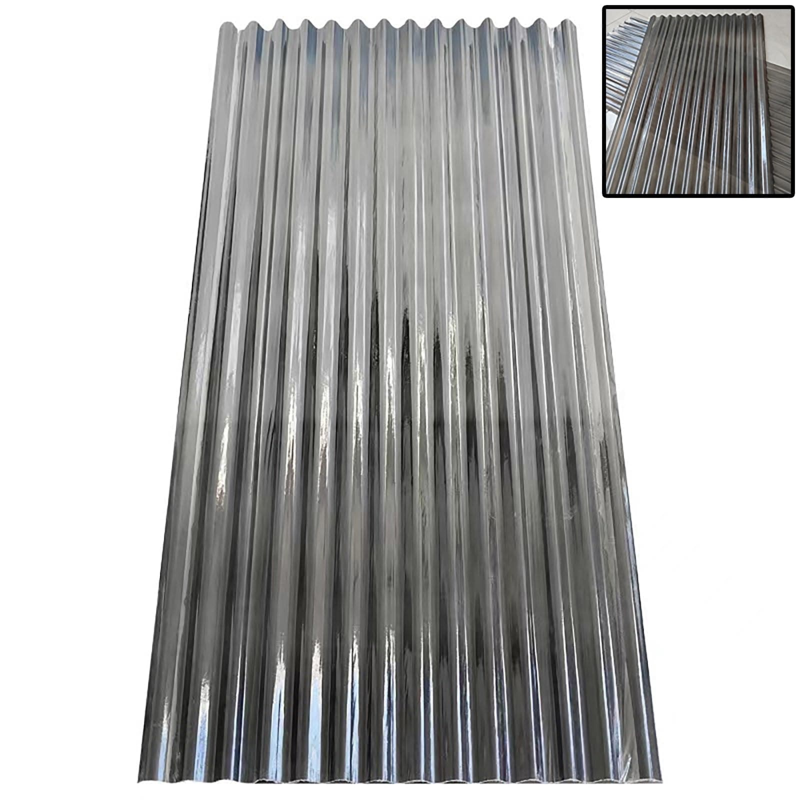 Clear Roofing Panel, 1mm Corrugated Roofing Panels, Cladding Walling Sheeting, Fiberglass Daylighting Panels, Greenhouse Shed Roof Panel, Roofing Sheet, Easy to Roll and Cut(Black,35x59in)