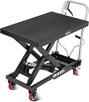 Hydraulic Lift Table Cart, 1100lbs Capacity 32" Lifting Height Hydraulic Table Cart, Single Scissor Lift Table with Non-Slip Pad for Material Handling and Transportation, Black