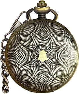 Vintage Hand Wind Up Pocket Watches for Men, Mechanical Pocket Watch with Chain, Mens Skeleton Pocketwatch