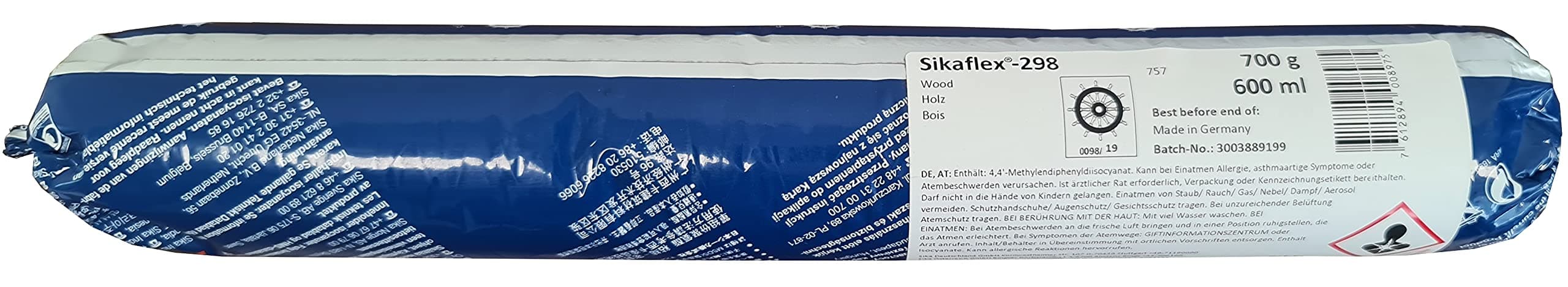 Adhesive For Teak Deck Bedding - Sikaflex-298 Brown - Highly Elastic - Sound Deadening - For Marine Applications - 600ml Sausage Tube