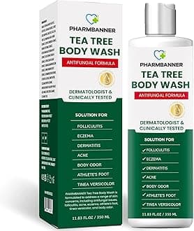 Tea Tree Antifungal Body Wash – Soothes Folliculitis, Acne, Jock Itch, Athlete’s Foot, Ringworm, Tinea Versicolor, Body Odor, Eczema & Dermatitis-Prone Skin