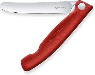 Victorinox Swiss Classic Foldable picnic knife for hiking, fruit, vegetables, bread rolls, sausage, with straight blade, extra sharp, Red