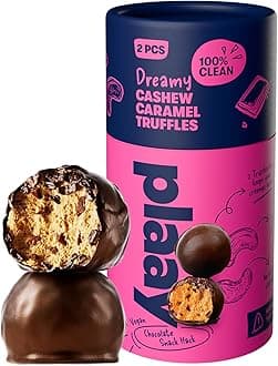 Plaay Cashew Caramel Chocolate Truffles – keto dark chocolate snack, vegan indulgence with craveable cashews, bold flavor, and clean ingredients – 30g