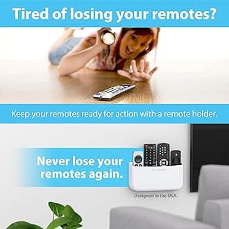 TotalMount Hole-Free Remote Holder – Eliminates Need to Drill Holes in Your Wall (For 3 or 4 Remote Controls – Premium White – Quantity 1)