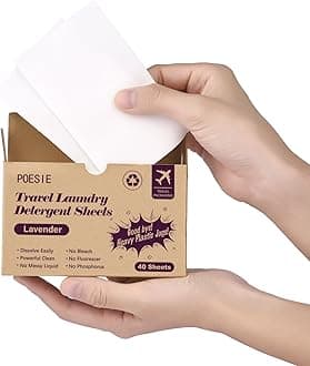 Poesie Travel Laundry Detergent Strips 40 Sheets Liquidless Laundry Soap Sheet for Travel Dorm Home Lavender