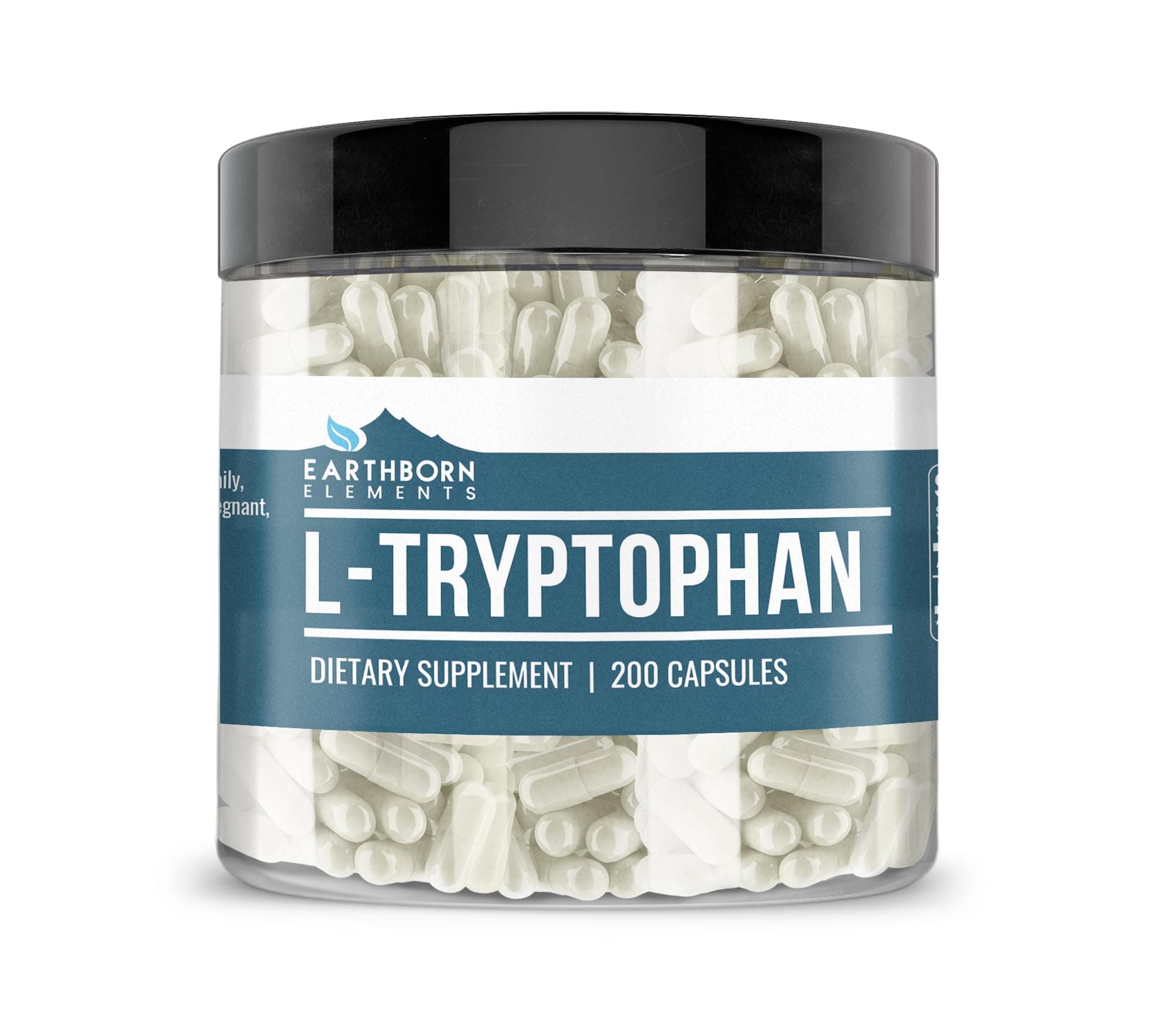 Earthborn Elements L-Tryptophan 200 Capsules, Pure & Undiluted, No Additives