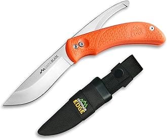 Outdoor Edge Swingblaze Double Blade Hunting Knife with Rotating Skinning & Gutting Blades, Nylon Sheath, (Blaze Orange, SZ-20N)