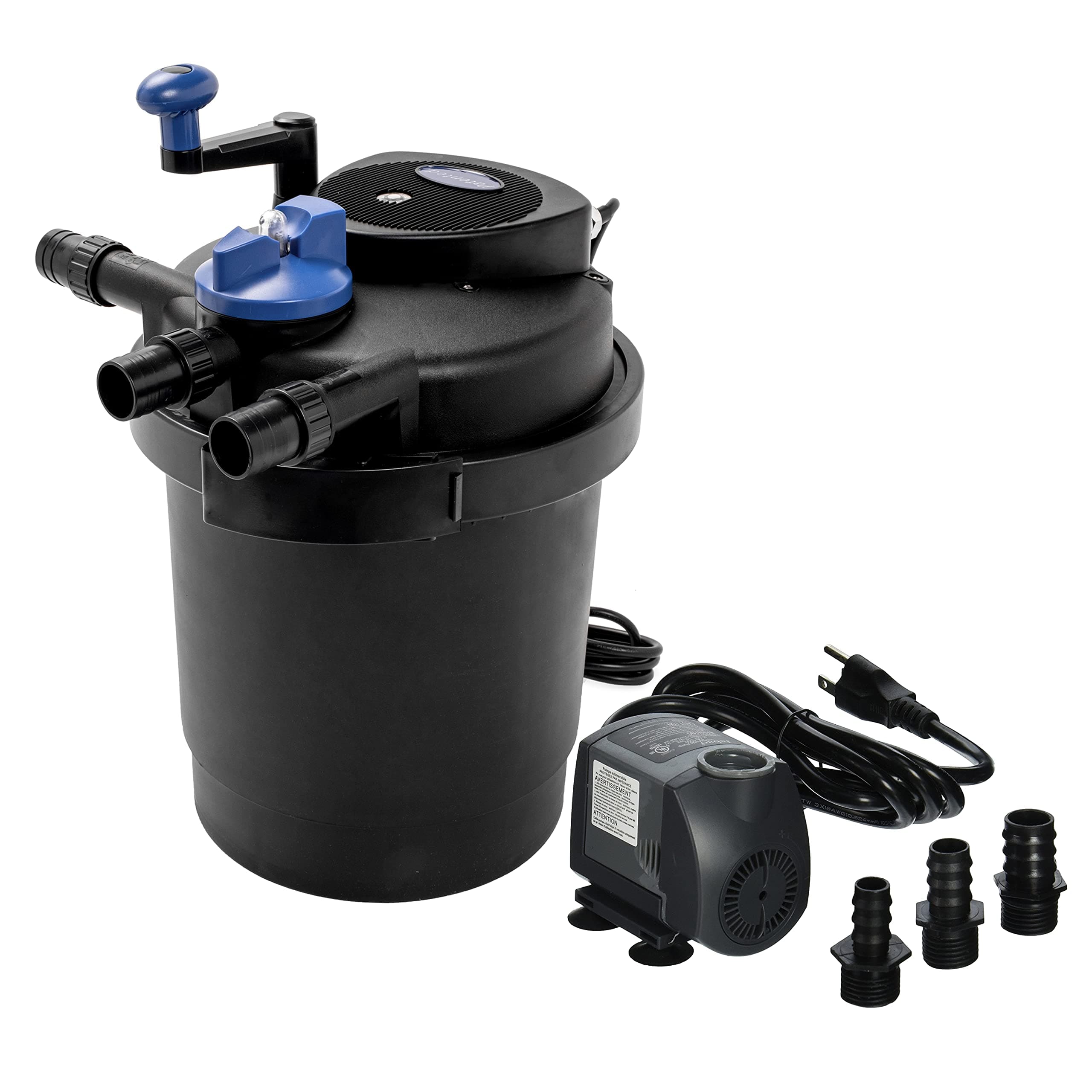 Grech CPF-2500 Pond Bio Pressure Filter UVC 13-watt Up to 1600 Gallons with 720GPH Fountain Pump