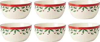 893492 Holiday 6-Piece Dessert Bowl Set, Christmas Dinnerware, Hosting