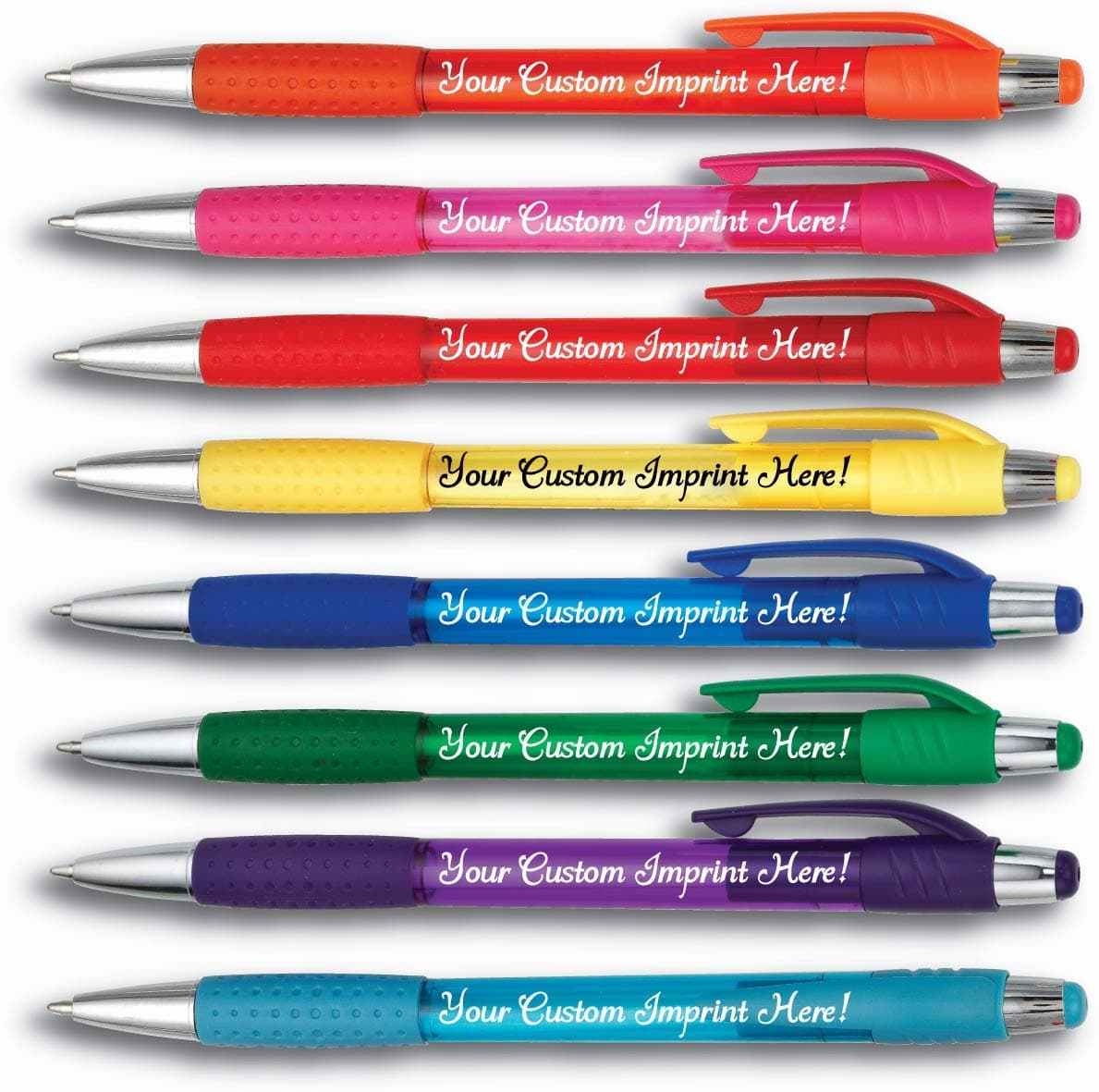 Express Pencils Personalized Ballpoint Pen - The Cutey Click Custom Printed - Full color Name/Logo/Text/Message with Personalization - 12 Qty (Translucent Assorted Colors)