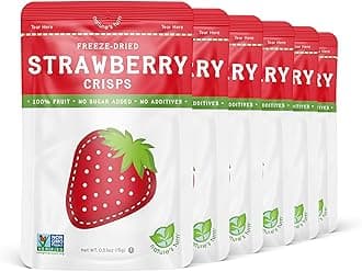 Nature’s Turn Freeze-Dried Strawberry Crisps – Healthy, Gluten-Free, Crispy & Delicious, Plant-Based Snack, Ideal for Cereal, Smoothies, School Lunches, & On-the-Go, Bags of 6 (0.53 oz Each)