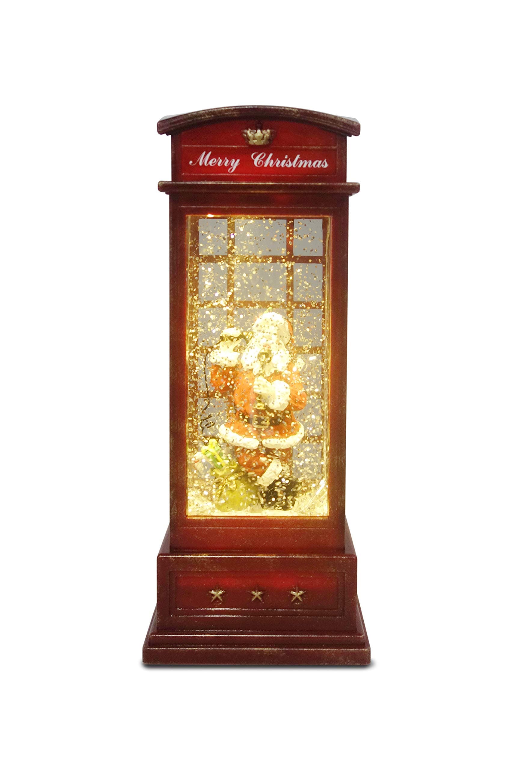 ReLive 10.75" LED Lighted Glitter Lantern (Santa in Telephone Booth)