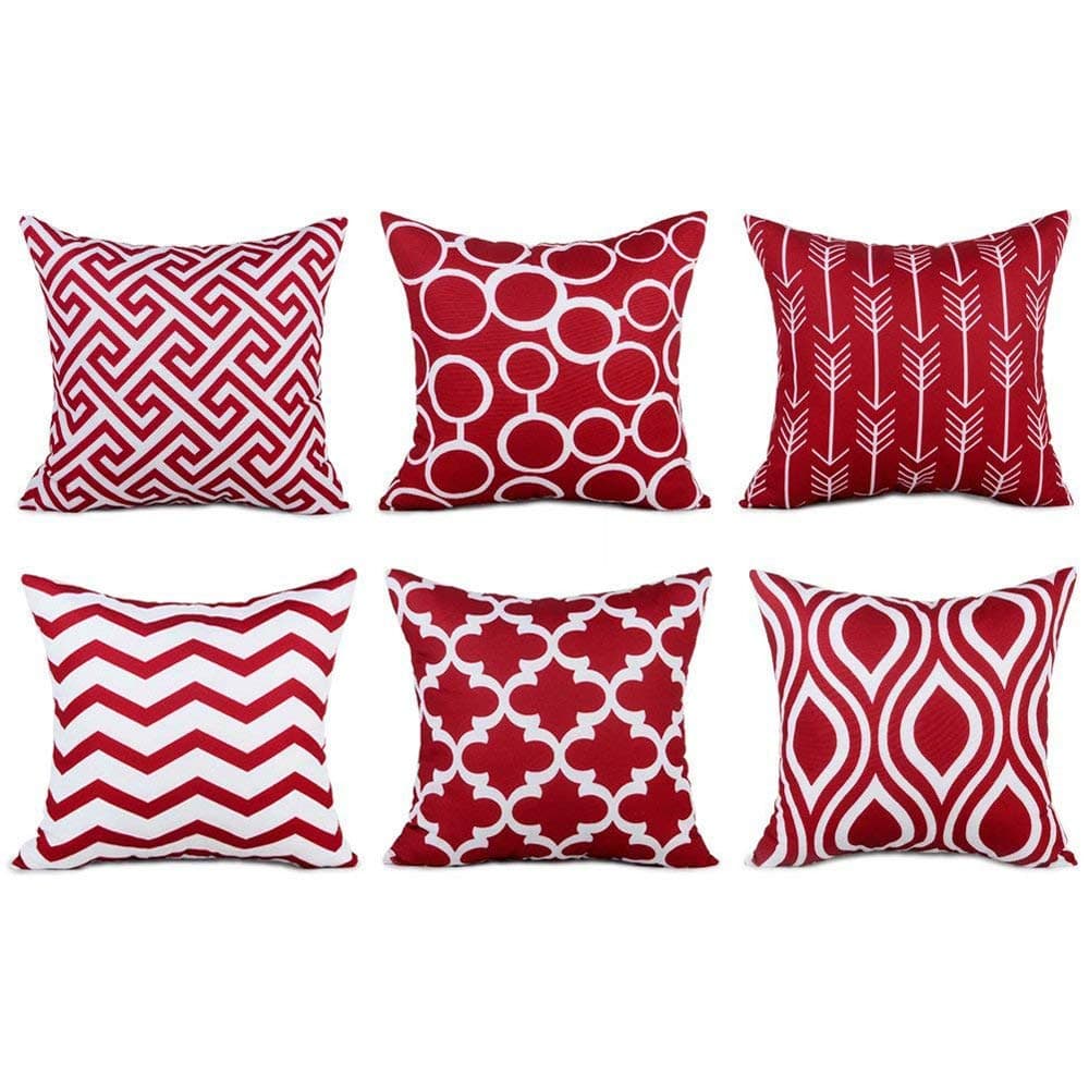 y&d 6PC/Set Home Decorative Pillowcase Cotton Linen Sofa Cushion Throw Pillow Cover
