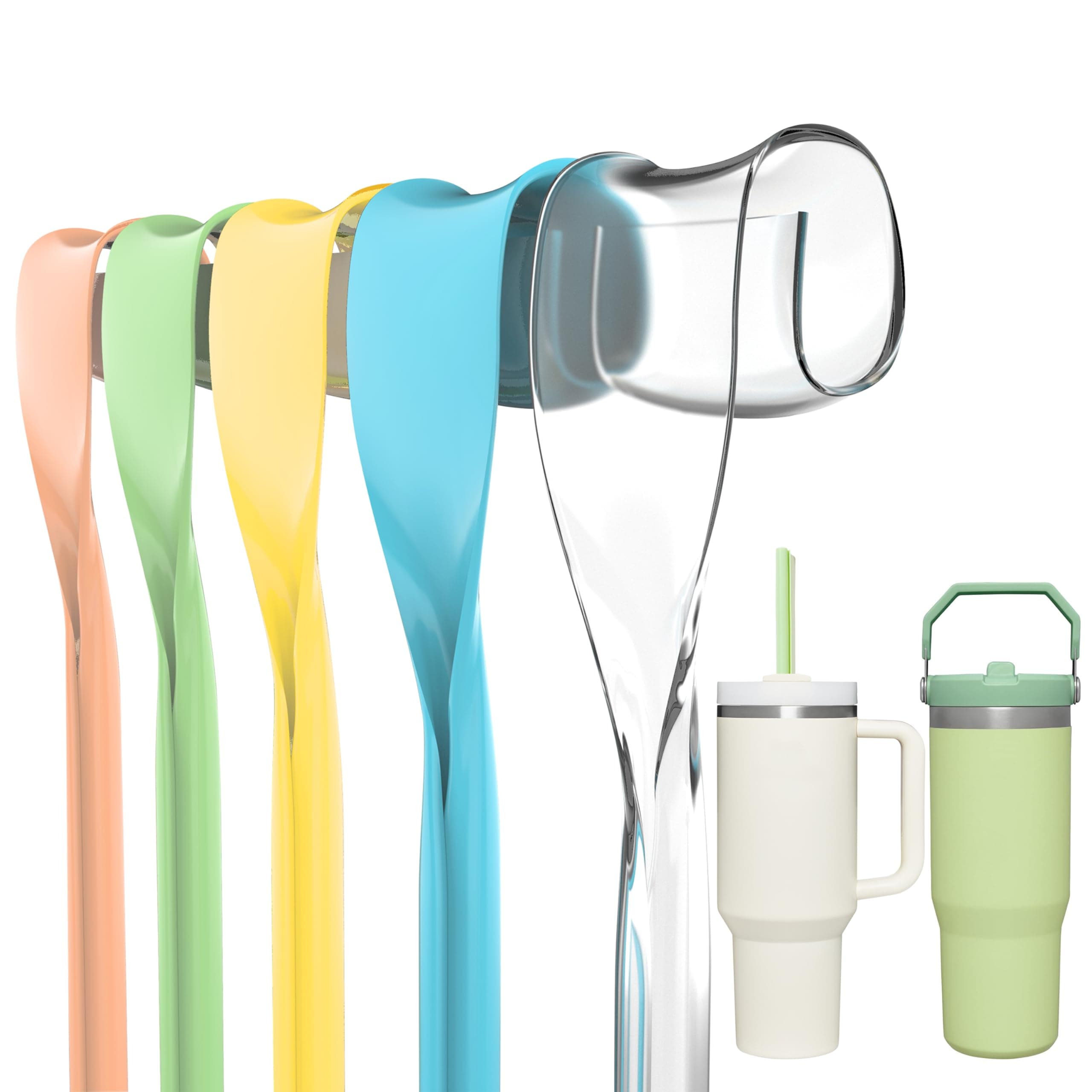 VEIRRW11.8'' Reusable Silicone Straws,5 Pcs replacement 8mm Drinking Straws compatible with Stanley 40 oz 30 oz Cup Yeti Tumbler- Easy to Clean, Cuttable, Bendy & Safe for hot or cold sip