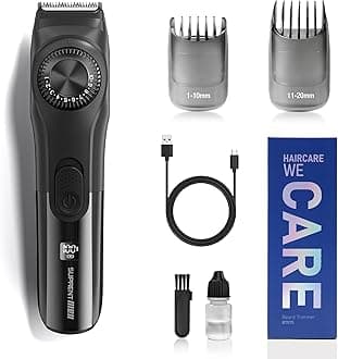 Adjustable Beard Trimmer for Men, Cordless Electric Beard Trimmer with Precision Dial, USB Rechargeable 19 Length Settings Mustache Trimmer for Mens Gifts (Black)
