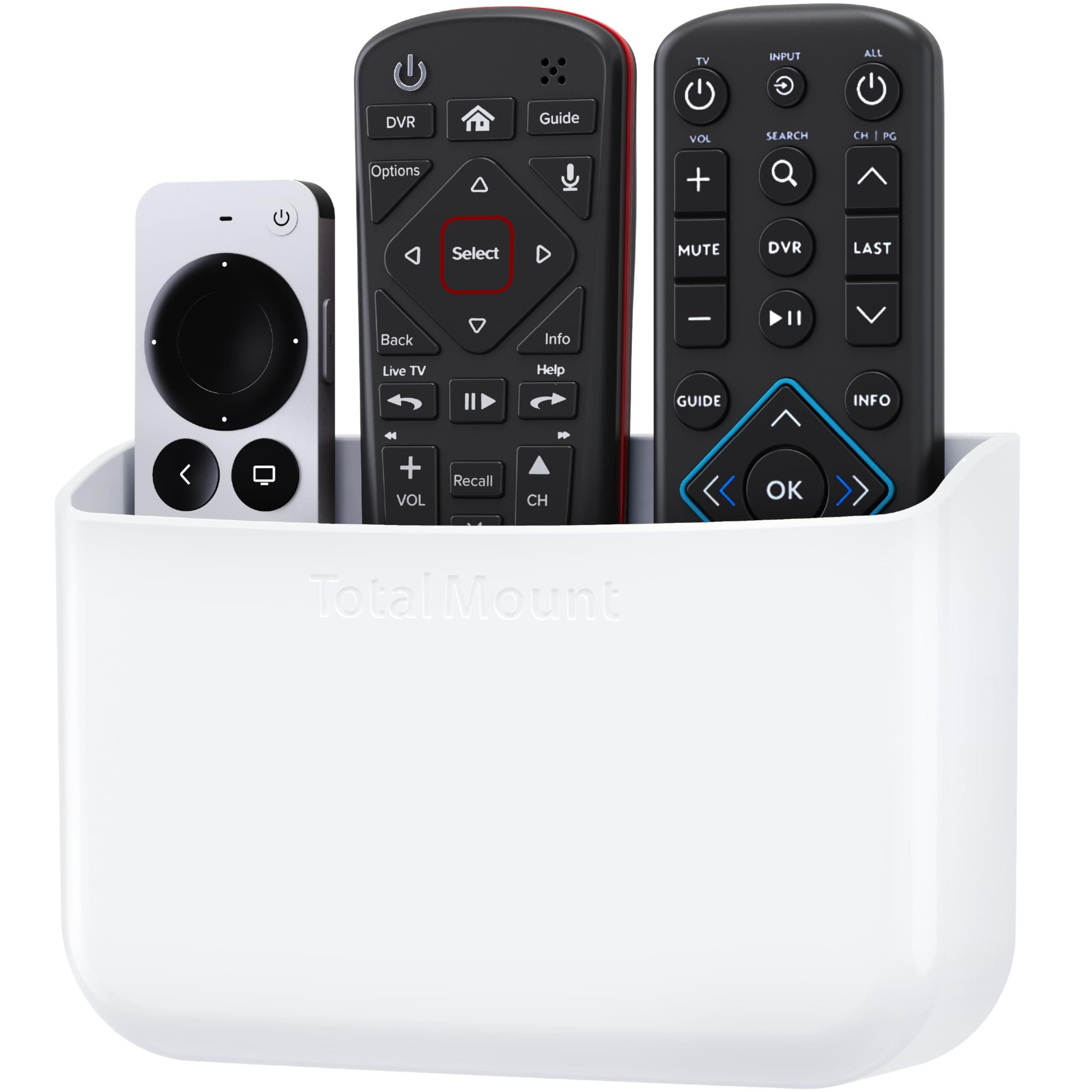 Hole-Free Remote Holder – Eliminates Need to Drill Holes in Your Wall (Premium White Holder for 2 or 3 Remotes)
