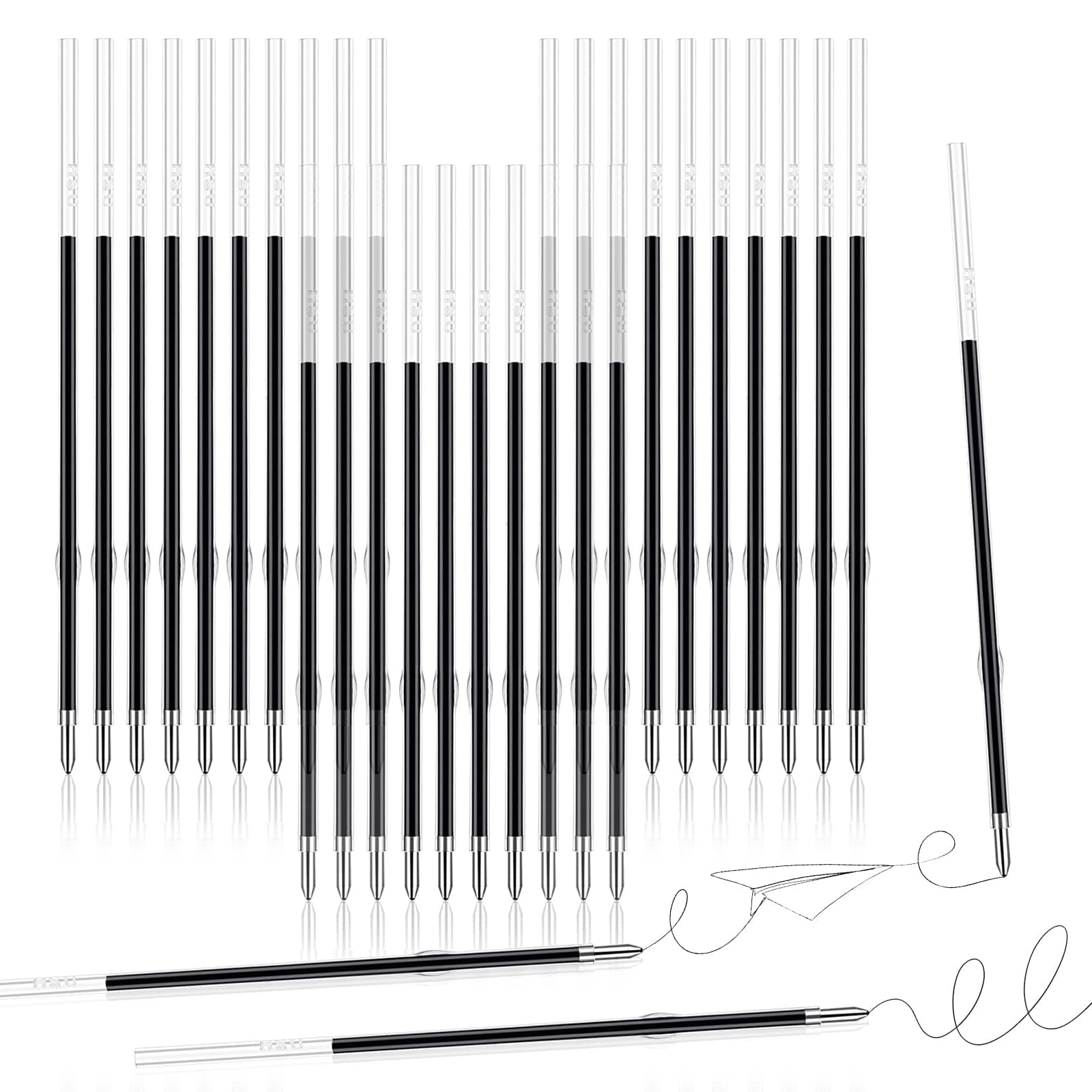 30 Pcs Retractable Pen Refills, 0.7 Retractable Refill, Retractable Pen Ink Refills Black Pen Ink Refill with Smooth Writing Replaceable Ballpoint Pen Refills, 0.7 mm