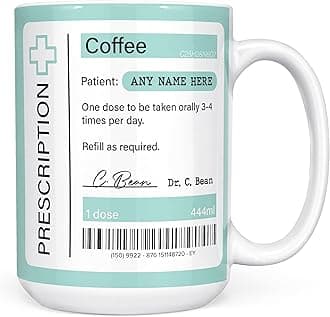 – Mug Monster - Prescription for Coffee Mug, Personalised Leaving Gift for Colleague - Ceramic Coffee Cup, Gift Men or Women, Extra Large and Giant Available, 15oz White