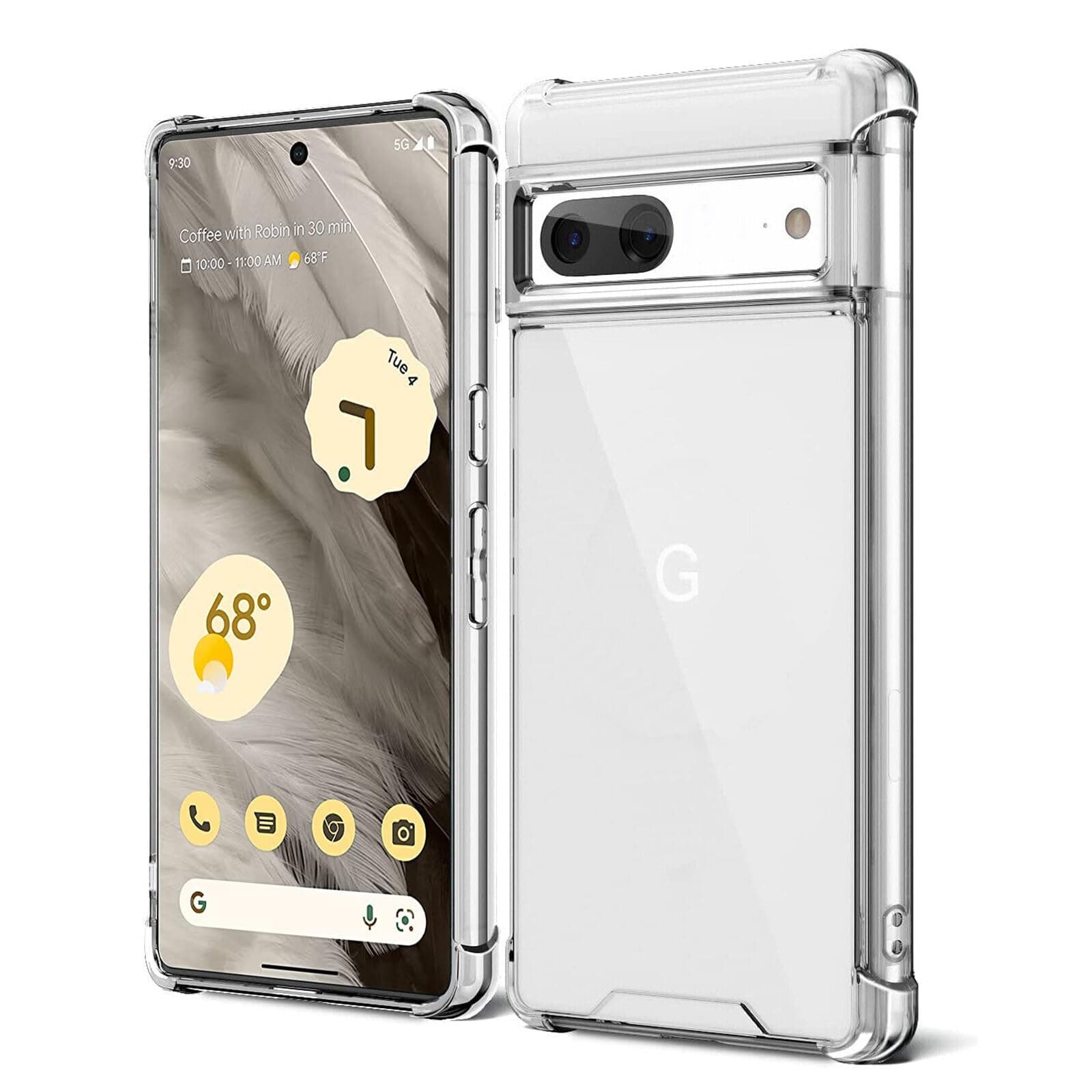 KIOMY Case for Google Pixel 7 Shockproof Bumper Protective Cover Hybrid Design Hard PC Back + Flexible TPU Raised Bezel Slim Fit with Airbags Corners Crystal Clear
