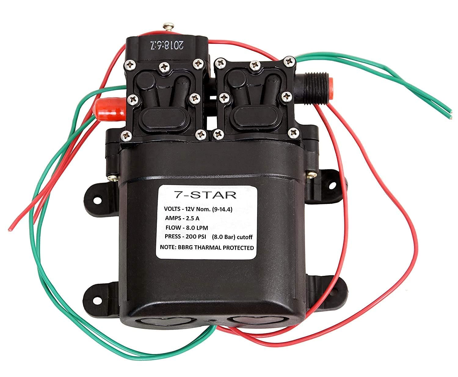 200psi 160 psi DC 12V 80W Micro Electric Diaphragm 2 in1 High Pressure Dual Water Pump for RV Boat- Black