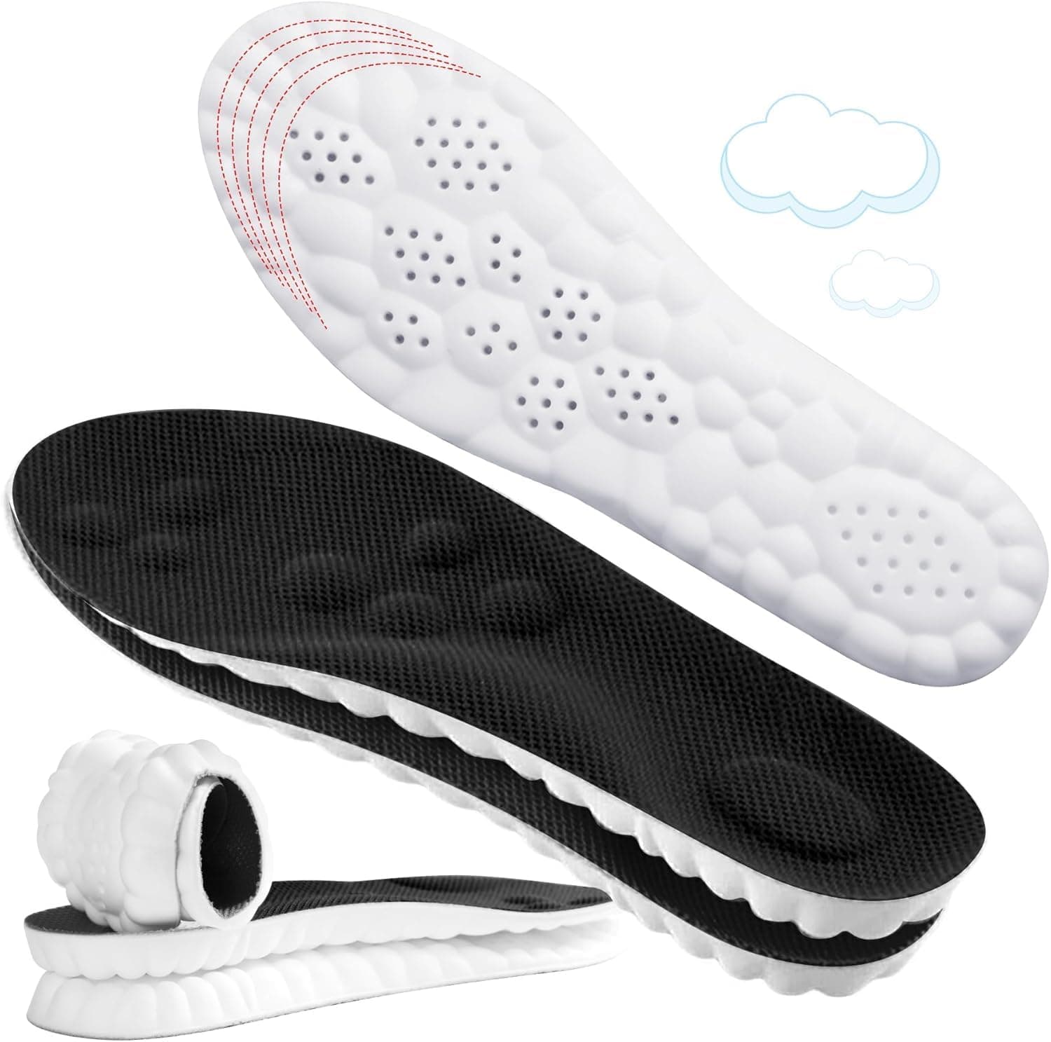4D Cloud-Like Comfort Soles for Women - Soft Memory Foam Cushioning Insoles - Trim to Fit Steppers Insoles with Arch Support for Foot Pain Relief and Fatigue Reduction(US W 6.5-9)