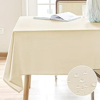 AUSSPVOCT Textured Tablecloth Rectangle 52x70 Water Resistant Spill-Proof Wipeable Cream Table Cloth Wrinkle Free Fabric Dining Table Cover for Spring Easter Party Farmhouse Kitchen Decor