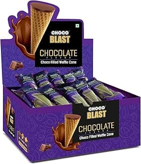 Pure Temptation Chocoblast Waffle Cones [30 Pieces] | Chocolate Gift Box | Snacks for Kids & Adults | Non-Meltable Gift Pack | Individually Wrapped Chocolate Cone Bites | Chocolate-Filled Waffle Cone | Perfect for Birthday , Christmas & Anniversary