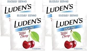 Ludens Sore Throat Relief Lozenges for Minor Everyday Irritation & Dry Mouth, Sugar Free Wild Cherry Flavored Drops, 75 Count (Pack of 4)