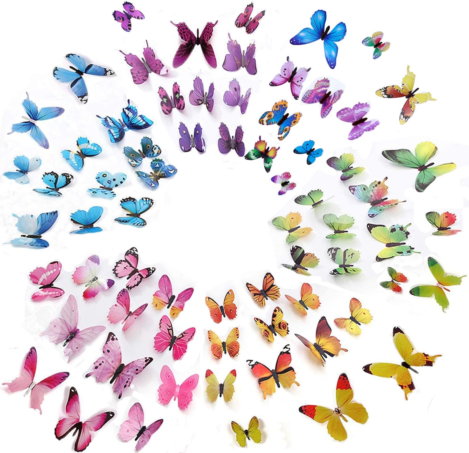 Heansun 72 PCS Butterfly Wall Decor, 3D Butterfly Wall Decals Wall Stickers Decal for Home and Room Decoration