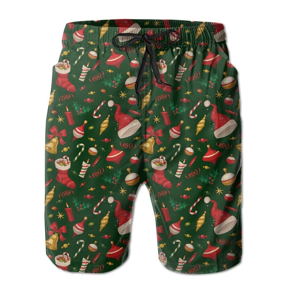 Christmas Pattern Men's Casual Shorts Swim Trunks Fit Performance Quick Dry Boardshorts
