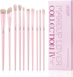 – Eyeshadow Brush Set 10Pcs Pink Eye Makeup Brushes Concealer Brush Premium Synthetic Eye shadow Eyeliner Smudge Crease Blending Brush for Makeup, T496