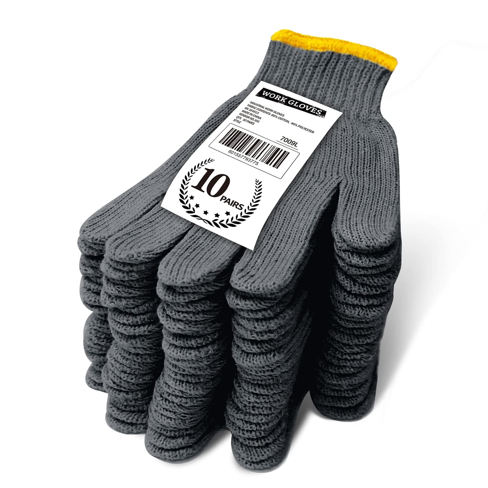 Evridwear Cotton Work Gloves Light-duty String Knit BBQ Glove Liner for Outdoor Cooking, Painting, Gardening 10/200 Pairs