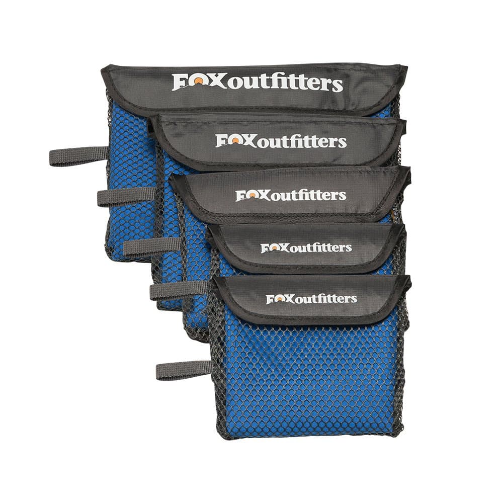 Fox Outfitters Microfiber Towel - Ultra Compact Quick Dry Microfiber Camping & Travel Towel with Hang Loop Snap. Lightweight & Great for Backpacking, Hiking, Sports (Blue, Extra Small)